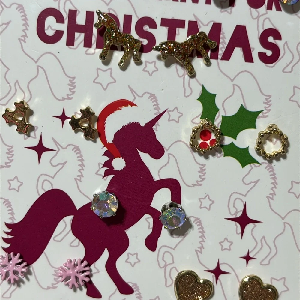 All I Want for Christmas is a Unicorn 10 Pair Earring Set